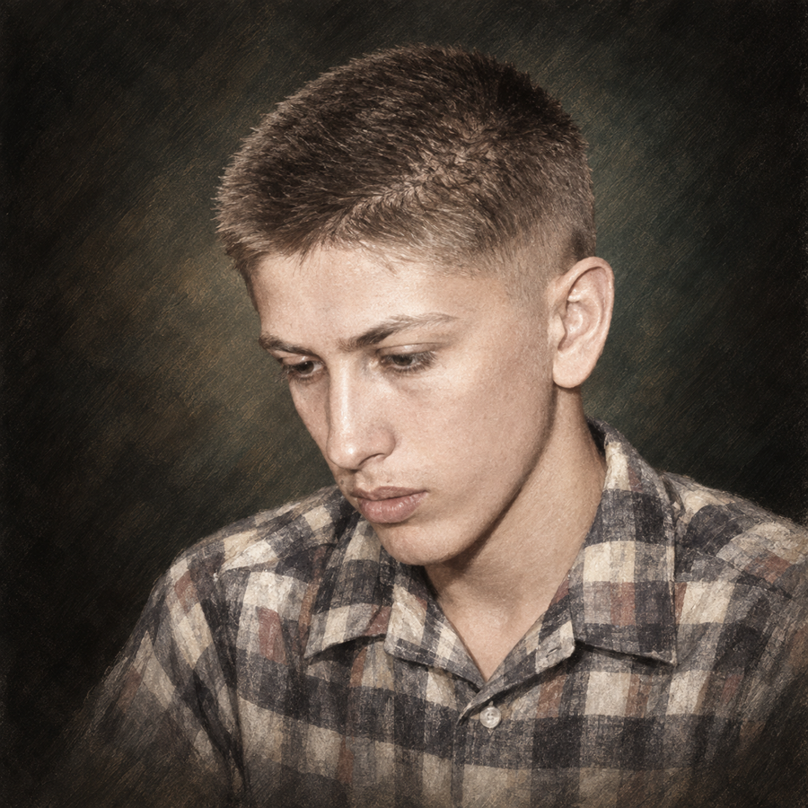 AI-generated portrait: the young Fischer (1953–1962) – an artistic interpretation, not a historical photograph